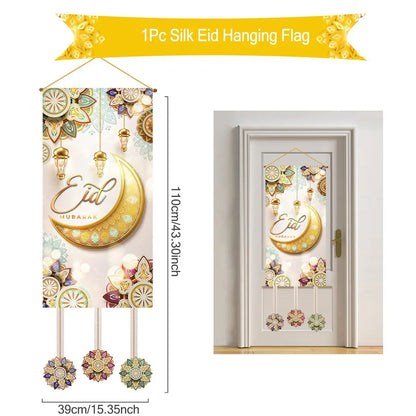 Ramadan Kareem Hanging Flag Ramadan Decoration For Home 2025 EID Mubarak Muslim Islamic Festival Party Supplies Eid Al-fitr Gift