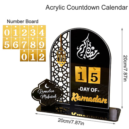 Acrylic Ramadan Countdown Calendar Gifts Day of Ramadan Calendar with Replacing Number 2025 Eid Mubarak Home Decoration Ornament