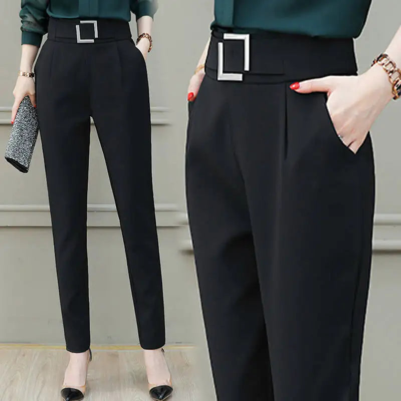 High Quality for Ladys Spring Summer Woman Pants Cotton Black High Waist Joggers Women Suit Harem Pants Soft All-match Trousers