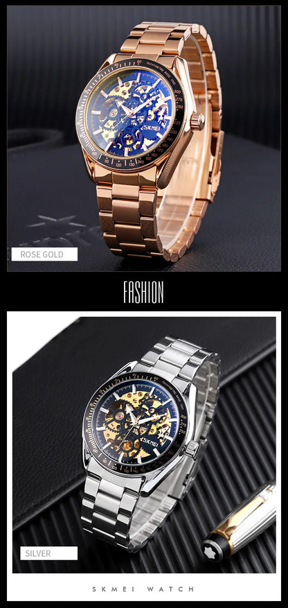 SKMEI Men Luminous Point Colorful Watch Hour Fashion montre homme Automatic Watches Mens Hollow Mechanical Wristwatches 9194