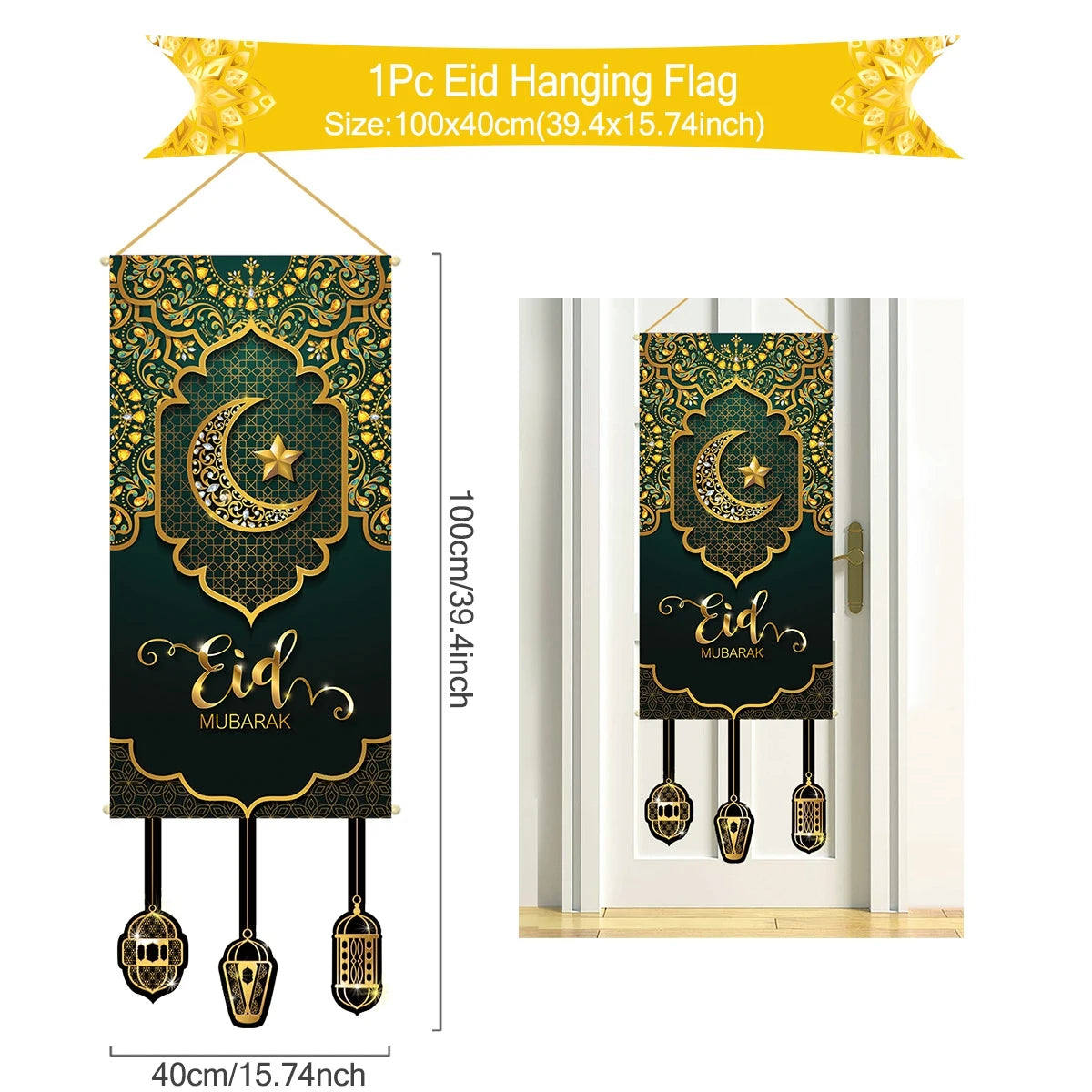 Ramadan Kareem Hanging Flag Ramadan Decoration For Home 2025 EID Mubarak Muslim Islamic Festival Party Supplies Eid Al-fitr Gift