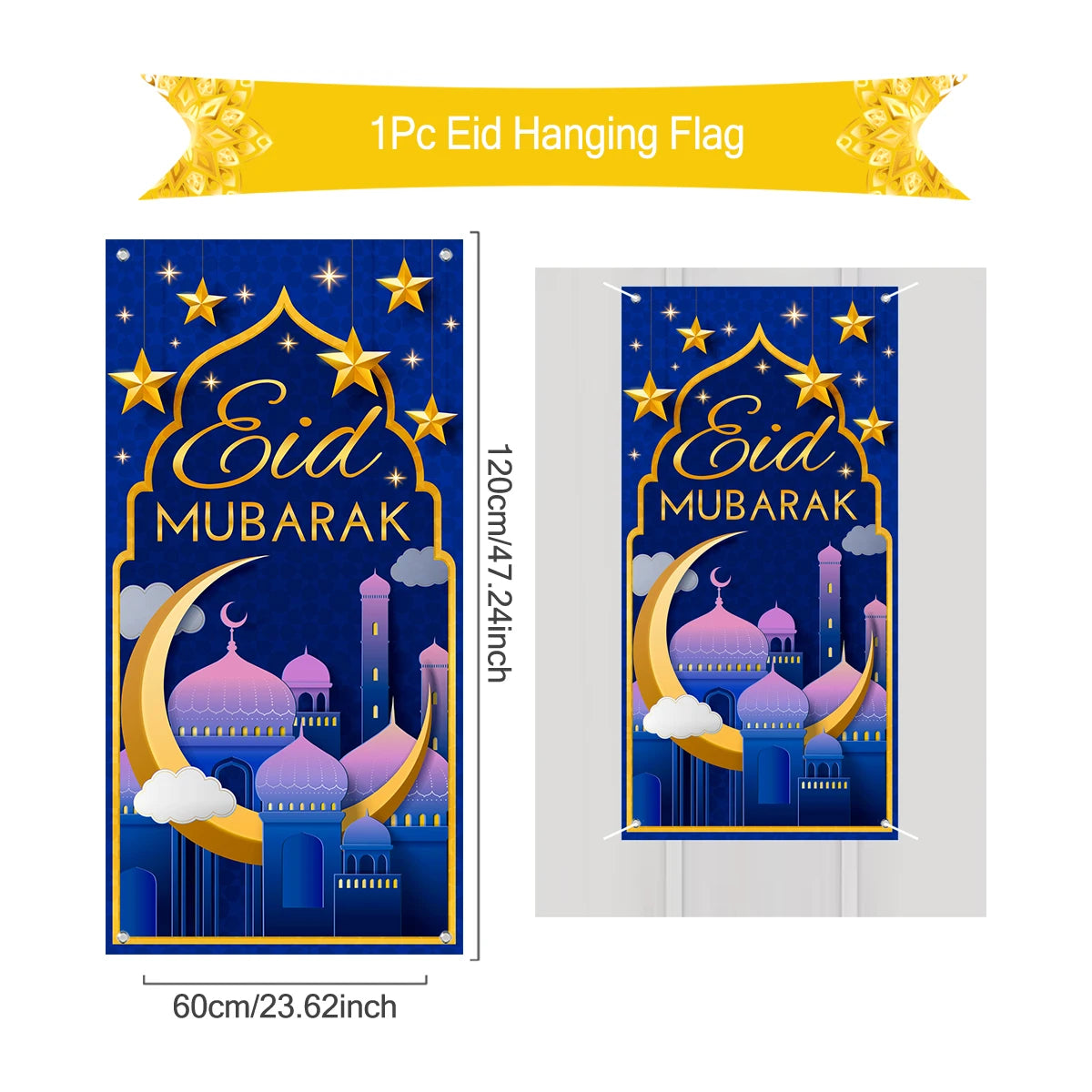 Ramadan Kareem Hanging Flag Ramadan Decoration For Home 2025 EID Mubarak Muslim Islamic Festival Party Supplies Eid Al-fitr Gift