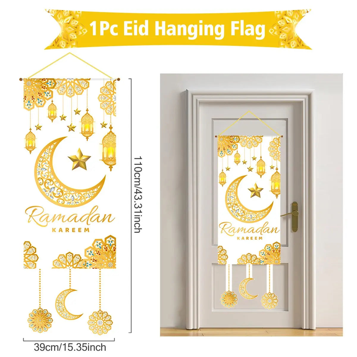 Ramadan Kareem Hanging Flag Ramadan Decoration For Home 2025 EID Mubarak Muslim Islamic Festival Party Supplies Eid Al-fitr Gift