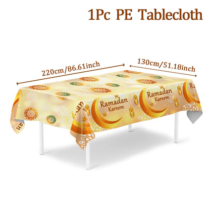 Eid Mubarak Table Runner Ramadan Tablecloths Ramadan Kareem Decoration for Home 2025 Islamic Muslim Party Eid Al Adha Gifts