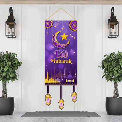 Ramadan Kareem Hanging Flag Ramadan Decoration For Home 2025 EID Mubarak Muslim Islamic Festival Party Supplies Eid Al-fitr Gift