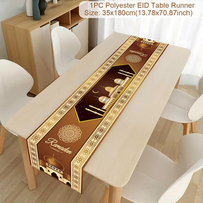 Ramadan Kareem Polyester Table Runner Ramadan Decoration For Home 2025 Islamic Muslim Party Supplies Ramadan Gift EID Al  Adha