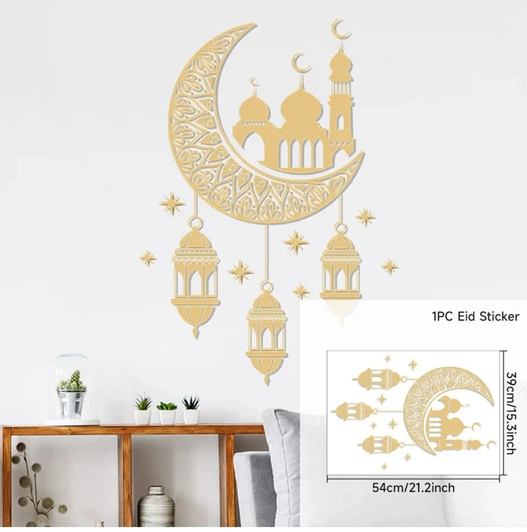 Eid Window Stickers Ramadan Decoration Eid Mubarak Decor for Home 2025 Ramadan Kareem Islam Muslim Party Supplies Eid Al-fitr