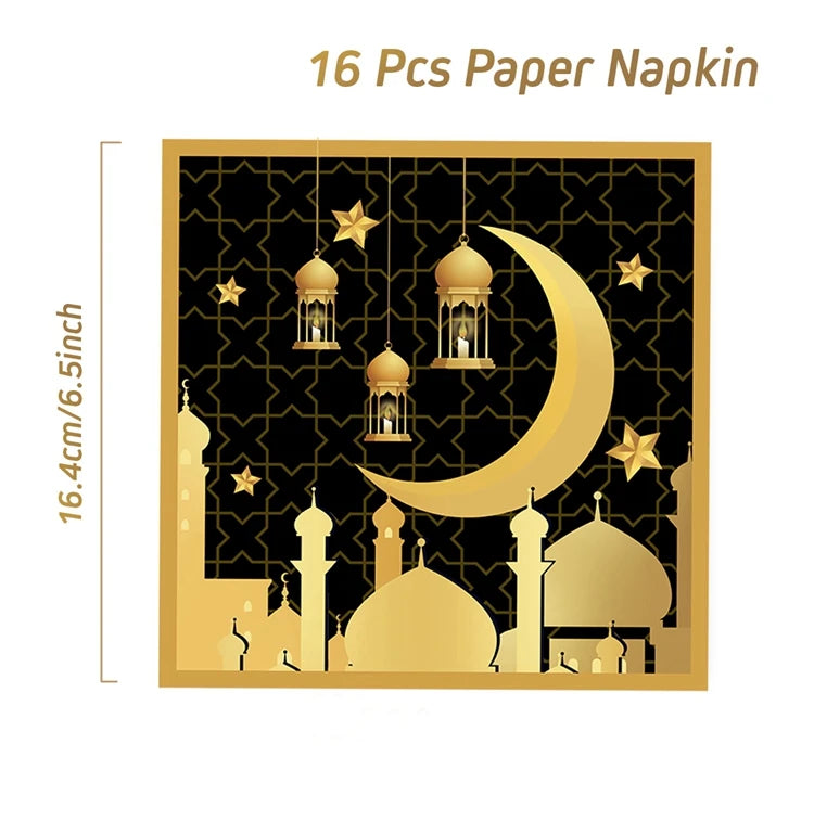 Eid Mubarak Tableware Set Ramadan Decoration 2025 For Home Ramadan Kareem Eid Al Adha Gifts Islamic Muslim Party Decoration