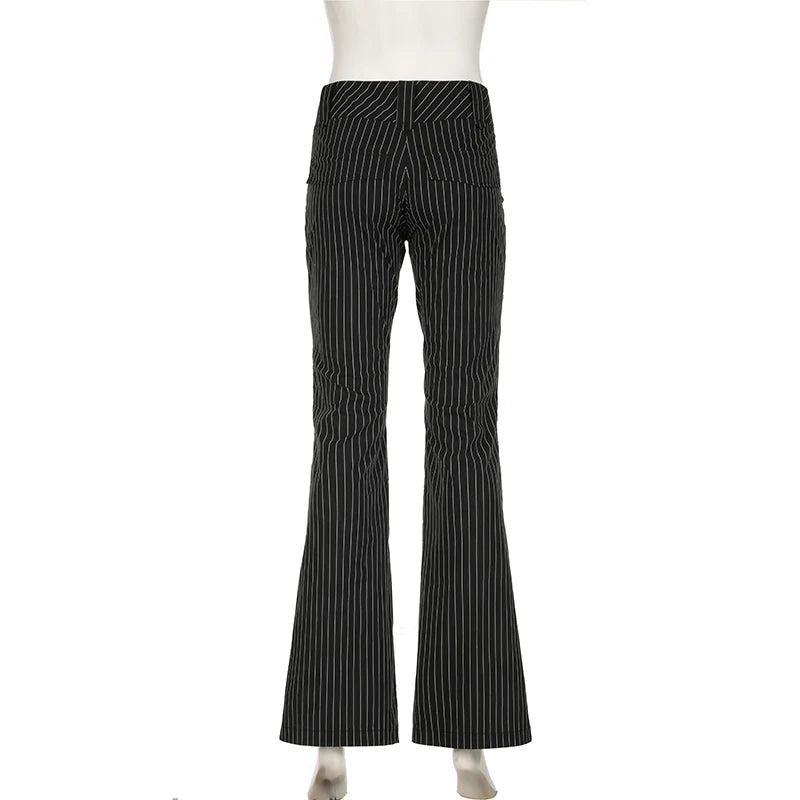 HEYounGIRL High Street Women Straight Suit Pants Vintage Slim Low Waist Black Casual Trousers Office Lady Fashion Pants 2024 New