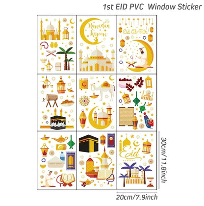 Eid Window Stickers Ramadan Decoration Eid Mubarak Decor for Home 2025 Ramadan Kareem Islam Muslim Party Supplies Eid Al-fitr