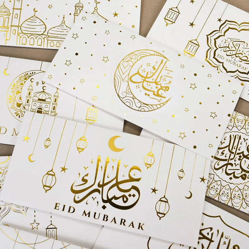 9Pcs Eid Mubarak Envelopes Money Gift Card Bags 2025 Islamic Muslim Party Supplies Ramadan Decoration Eid Al-fitr Invitation