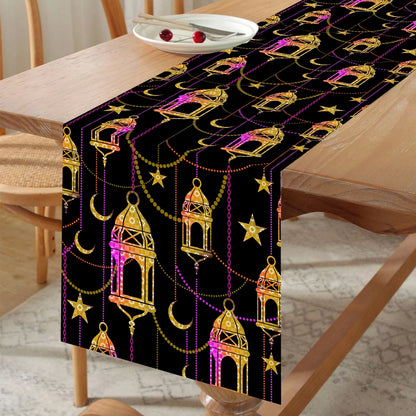 Ramadan Kareem Polyester Table Runner Ramadan Decoration For Home 2025 Islamic Muslim Party Supplies Ramadan Gift EID Al  Adha