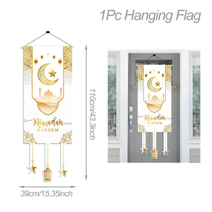 Ramadan Kareem Hanging Flag Ramadan Decoration For Home 2025 EID Mubarak Muslim Islamic Festival Party Supplies Eid Al-fitr Gift