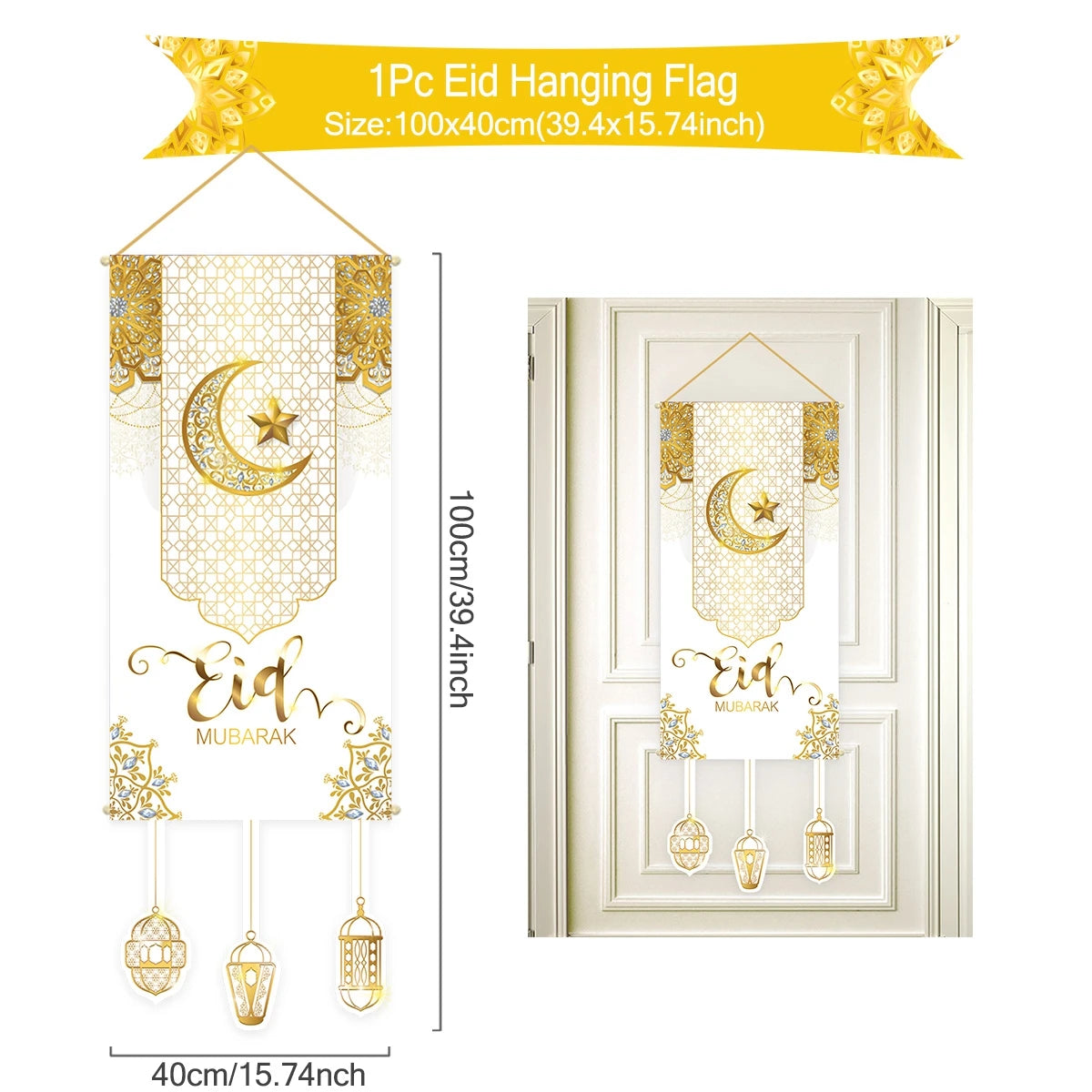 Ramadan Kareem Hanging Flag Ramadan Decoration For Home 2025 EID Mubarak Muslim Islamic Festival Party Supplies Eid Al-fitr Gift