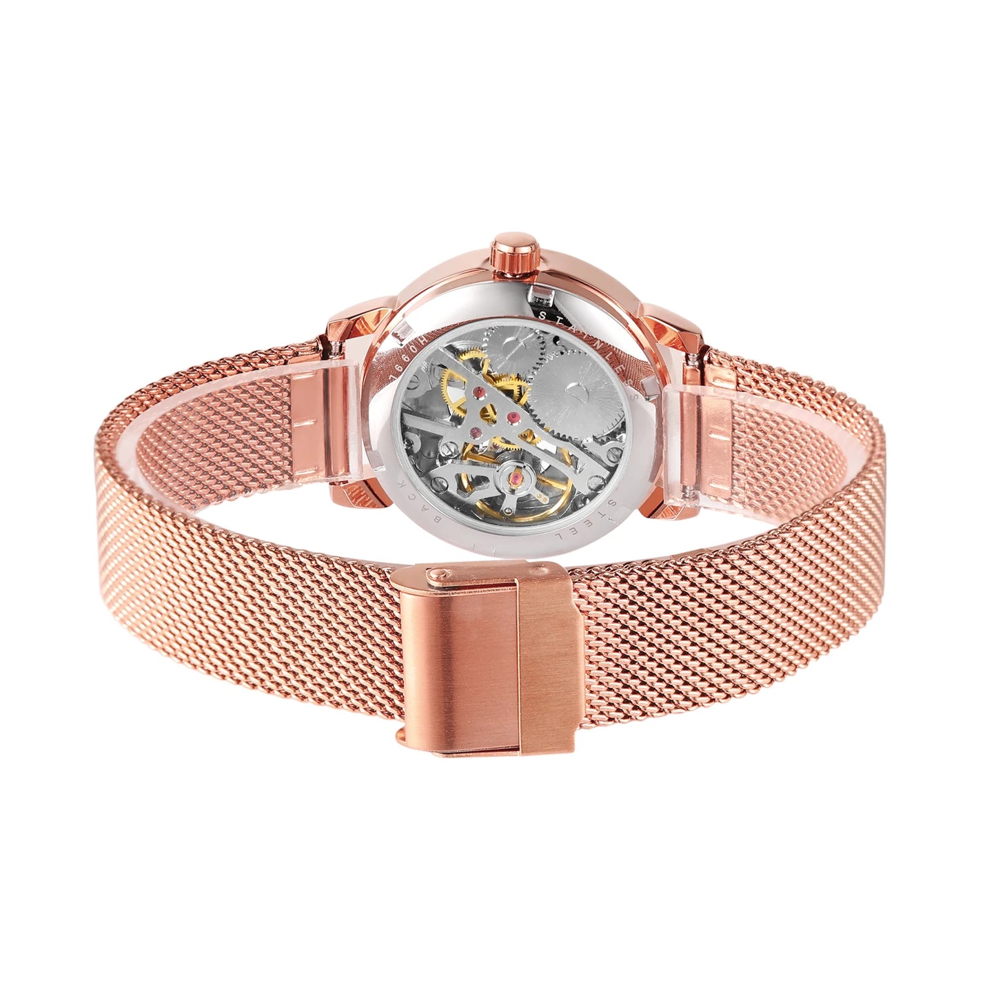 Fashion Montre Femme Forsining Women's Watch Rose Gold Stailess Steel Case Skeleton Womens Mechanical Hand Wind Ladies Wrist