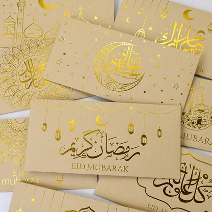 9Pcs Eid Mubarak Envelopes Money Gift Card Bags 2025 Islamic Muslim Party Supplies Ramadan Decoration Eid Al-fitr Invitation