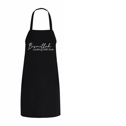 Bismillah cooking with love apron Eid Mubarak Ramadan Kareem Muslim Islamic Iftar suhoor kitchen decoration housewarming gift