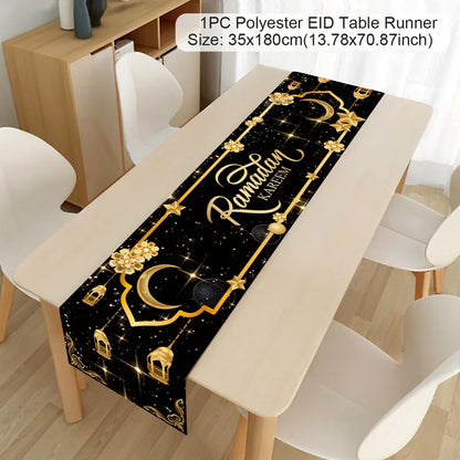 Ramadan Kareem Polyester Table Runner Ramadan Decoration For Home 2025 Islamic Muslim Party Supplies Ramadan Gift EID Al  Adha