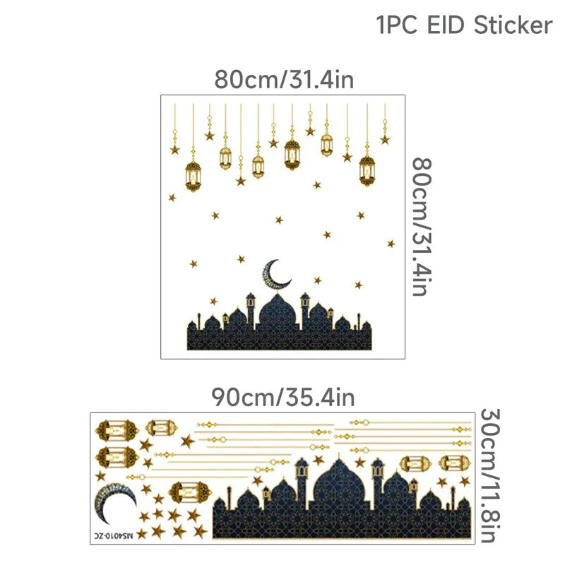 Eid Mubarak Wall Stickers Kareem Ramadan Decoration 2025 For Home Islamic Muslim Party Decor Mubarak Ramadan Window Sticker Gift