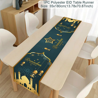 Ramadan Kareem Polyester Table Runner Ramadan Decoration For Home 2025 Islamic Muslim Party Supplies Ramadan Gift EID Al  Adha