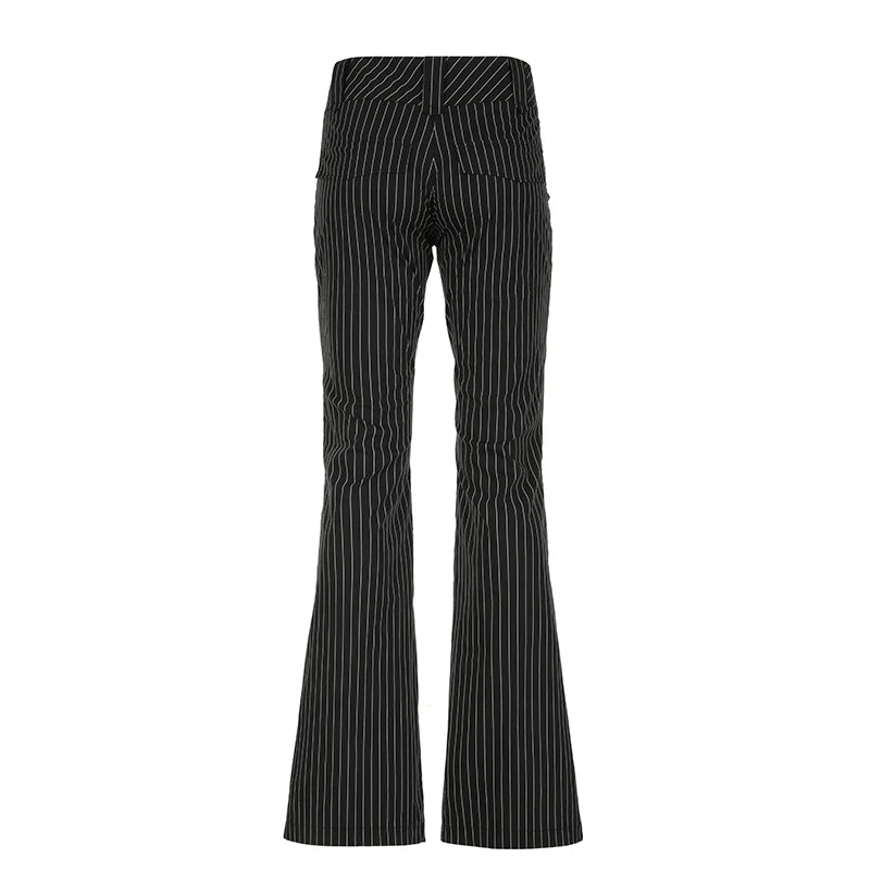 HEYounGIRL High Street Women Straight Suit Pants Vintage Slim Low Waist Black Casual Trousers Office Lady Fashion Pants 2024 New