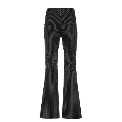 HEYounGIRL High Street Women Straight Suit Pants Vintage Slim Low Waist Black Casual Trousers Office Lady Fashion Pants 2024 New