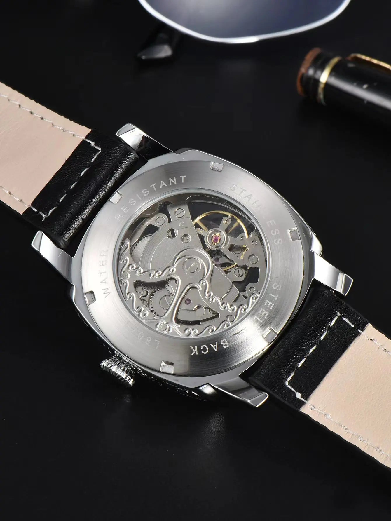 men watches 2024   retro style automatic watch for men skeleton carve waterproof leather no logo watch free shipping items