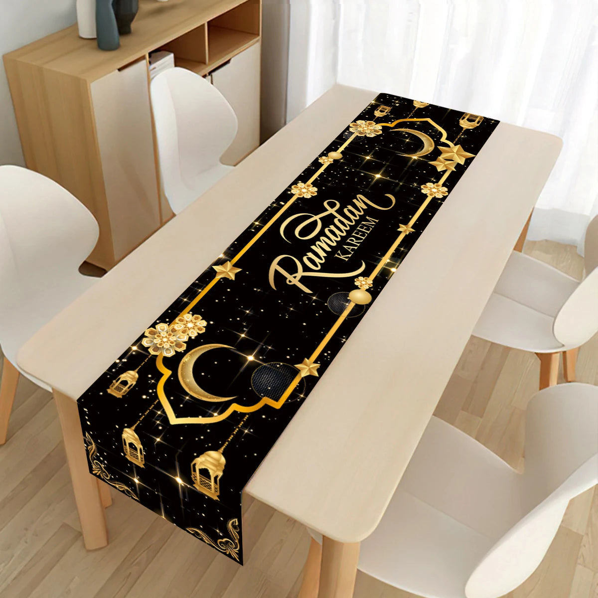 Ramadan Kareem Polyester Table Runner Ramadan Decoration For Home 2025 Islamic Muslim Party Supplies Ramadan Gift EID Al  Adha