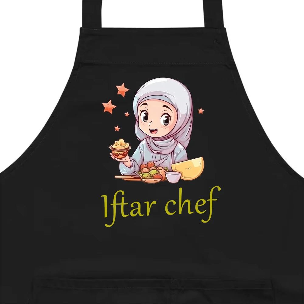 2025 Iftar Chef  Apron Kitchen Accessories Ramadan Decoration Apron Gift for Chef Mom Baking Eid Al-Adha Hajj Eid Mubarak Item