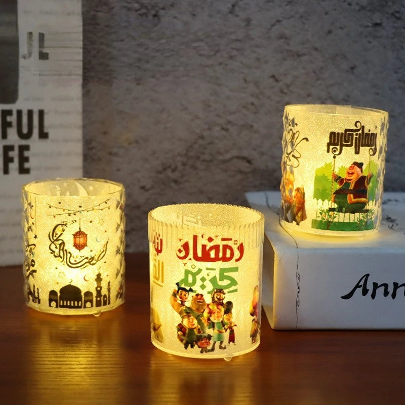 Ramadan Kareem Led Candle Lantern Eid Mubarak Decoration for Home 2025 Islamic Muslim Festival Party Eid Al Adha Ornaments