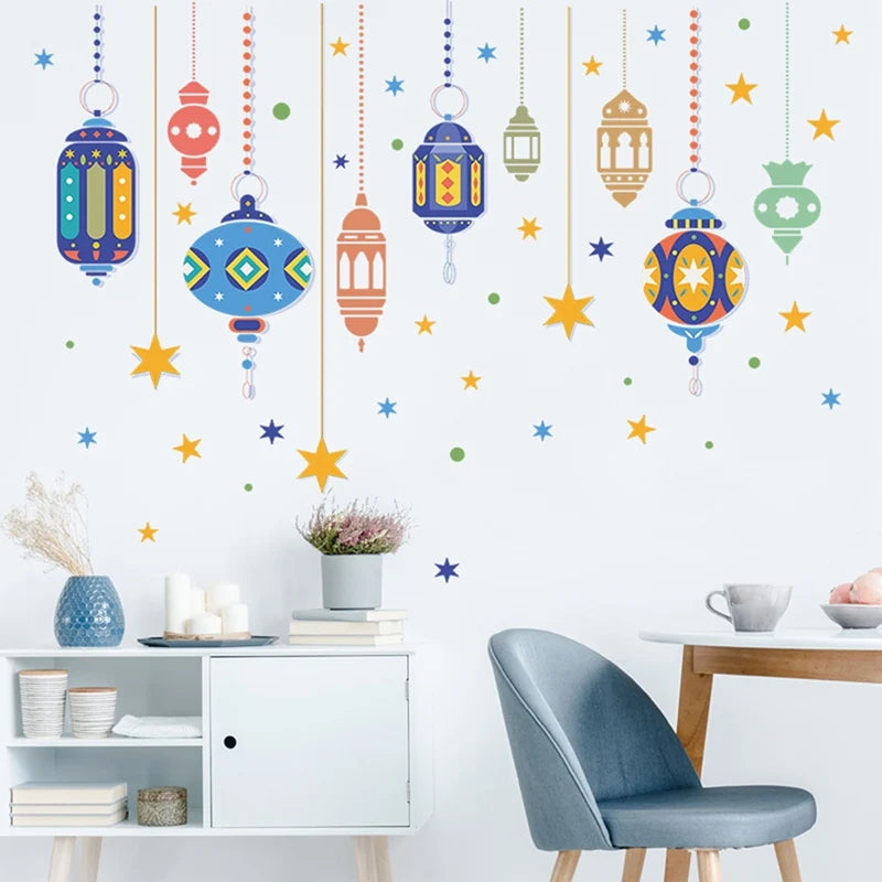 Eid Mubarak Wall Stickers Kareem Ramadan Decoration 2025 For Home Islamic Muslim Party Decor Mubarak Ramadan Window Sticker Gift