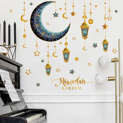 Eid Mubarak Wall Stickers Kareem Ramadan Decoration 2025 For Home Islamic Muslim Party Decor Mubarak Ramadan Window Sticker Gift