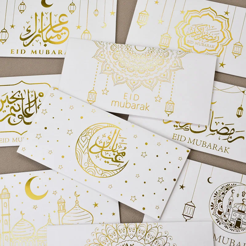 9Pcs Eid Mubarak Envelopes Money Gift Card Bags 2025 Islamic Muslim Party Supplies Ramadan Decoration Eid Al-fitr Invitation