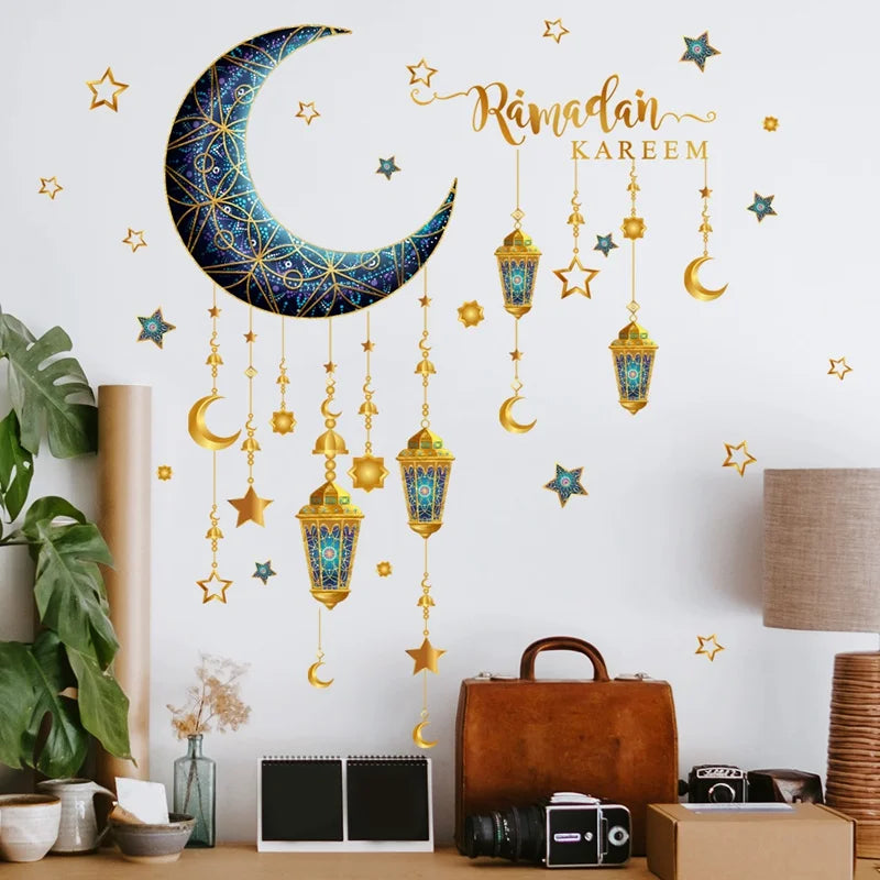 Eid Mubarak Wall Stickers Kareem Ramadan Decoration 2025 For Home Islamic Muslim Party Decor Mubarak Ramadan Window Sticker Gift