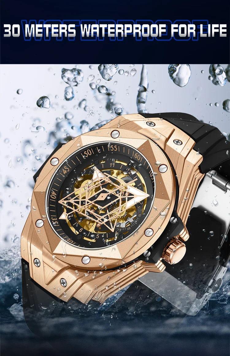 SANDA Luxury Tourbillon Men's Mechanical Watch Fashion Skeleton Automatic Clock Waterproof Sports Men's Watch Reloj Hombre