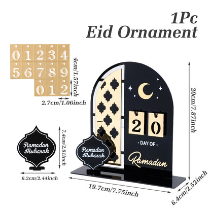 Acrylic Ramadan Countdown Calendar Ornaments Gifts Eid Mubarak Ramadan Decor For Home 2025 Kareem Islam Muslim Party Supplies