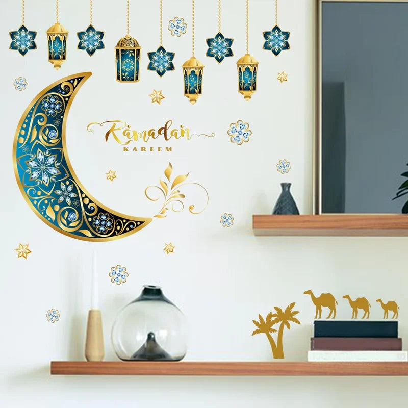 Eid Mubarak Wall Stickers Kareem Ramadan Decoration 2025 For Home Islamic Muslim Party Decor Mubarak Ramadan Window Sticker Gift