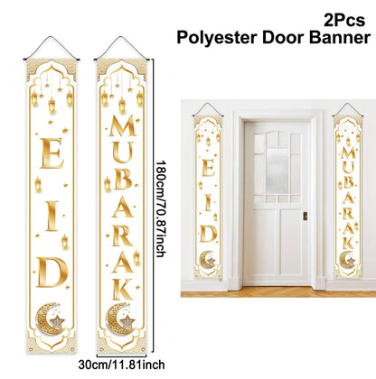 Eid Mubarak Door Banner Ramadan Decoration 2025 for Home Mubarak Ramadan Kareem Islamic Muslim Party Decor  Eid Al Adha Gifts