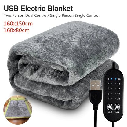 USB Electric Heating Blanket Warm Heater Fast Safe Plush Winter Warm-up Adjustable Temperature Timing Heating Pad