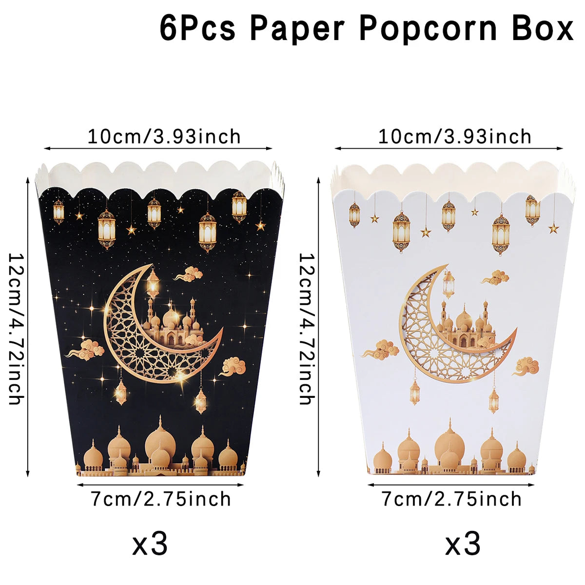 EID Popcorn Box Candy Bag Biscuit Gift Box Ramadan Decorations For Home 2025 EID Mubarak Islamic Muslim Party Decor Eid al-Fitr