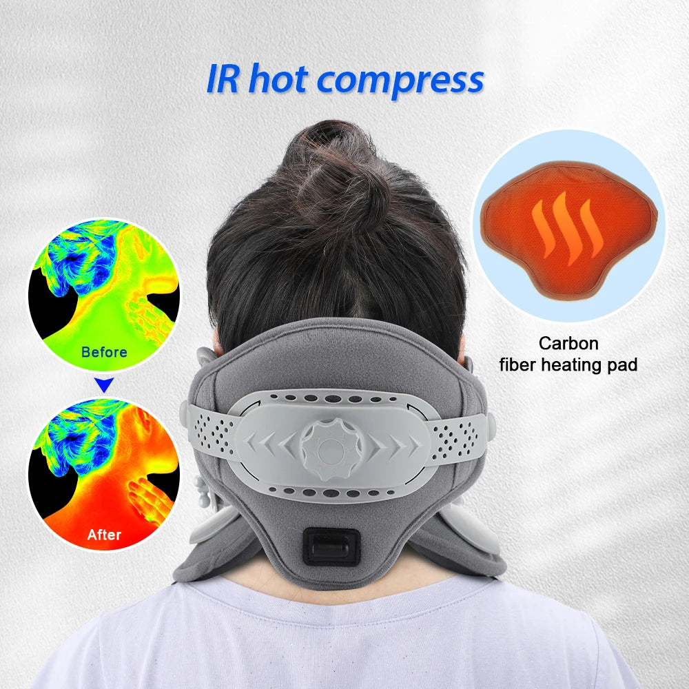 Neck Correction Repair Collar Hot Compress Cervical Traction Apparatus Kit Cervical Spine Massager Relieve Pain Heat Treatment