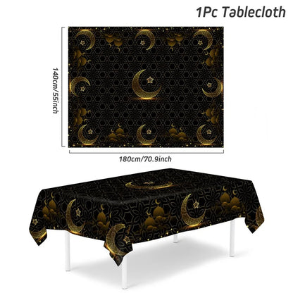 Eid Mubarak Table Runner Ramadan Tablecloths Ramadan Kareem Decoration for Home 2025 Islamic Muslim Party Eid Al Adha Gifts