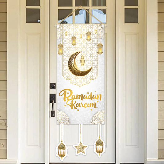 Ramadan Kareem Hanging Flag Ramadan Decoration For Home 2025 EID Mubarak Muslim Islamic Festival Party Supplies Eid Al-fitr Gift