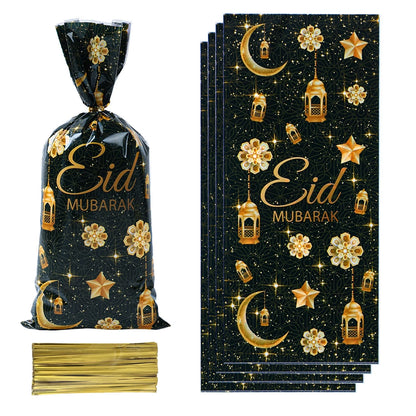 25/50/100Pcs Ramadan Kareem Candy Gift Packing Bags 2025 Eid Mubarak Ramadan Decoration Islamic Muslim Party Supplies Treat Bags