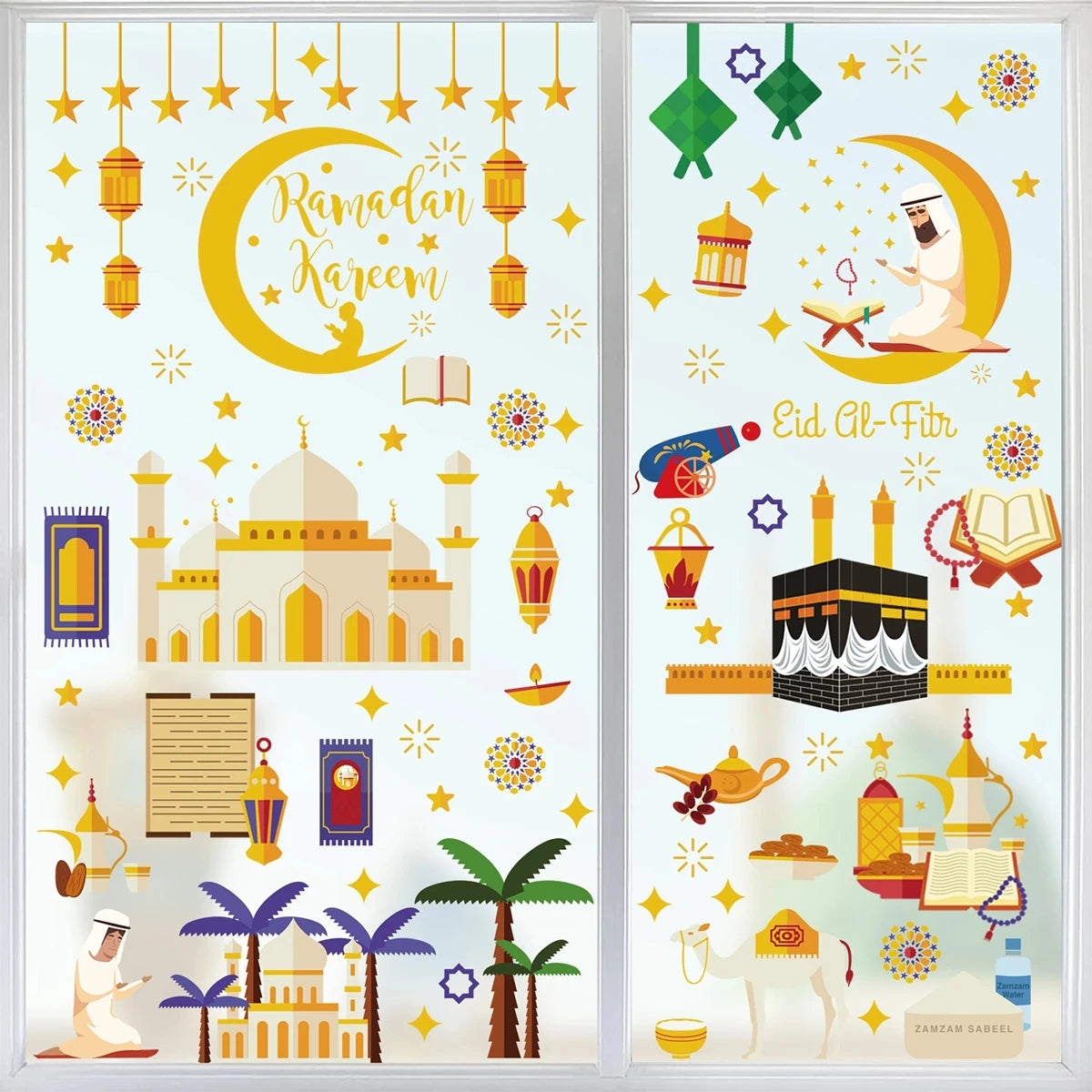 Eid Window Stickers Ramadan Decoration Eid Mubarak Decor for Home 2025 Ramadan Kareem Islam Muslim Party Supplies Eid Al-fitr