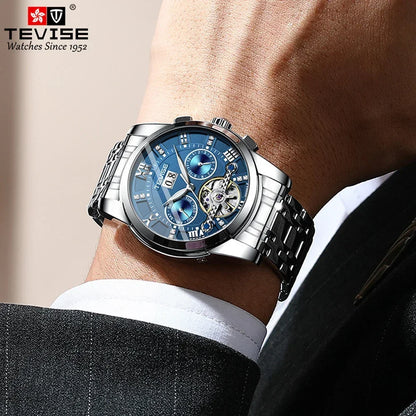 Hot Mechanical Watch Men Tourbillon Automatic Mens Watches Waterproof Reloj Hombre Stainless Steel Luminous Business Wristwatch