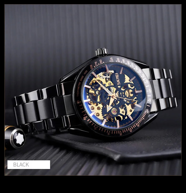 SKMEI Men Luminous Point Colorful Watch Hour Fashion montre homme Automatic Watches Mens Hollow Mechanical Wristwatches 9194