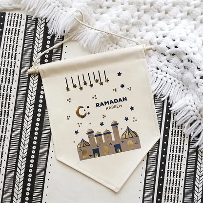 mosque masjid Ramadan Kareem Canvas Banner Muslim Islamic happy eid mubarak indoor home wall Door decoration Sign family gift