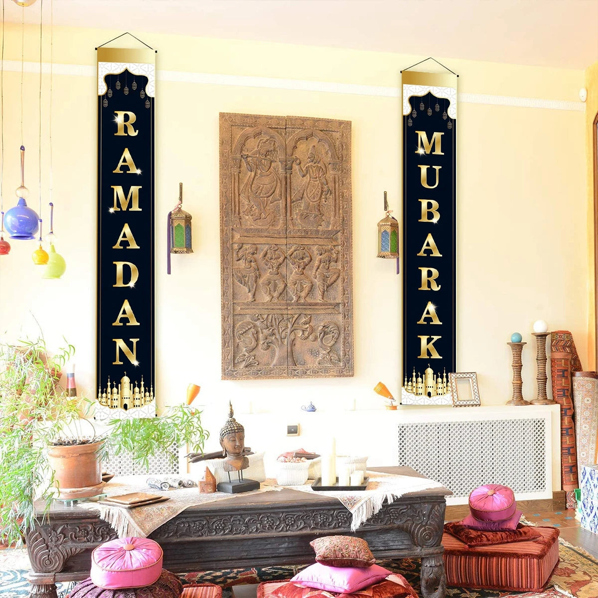 Eid Mubarak Door Banner Ramadan Decoration 2025 for Home Mubarak Ramadan Kareem Islamic Muslim Party Decor  Eid Al Adha Gifts