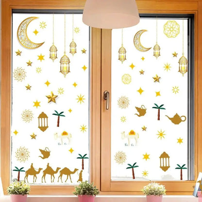 Eid Mubarak Wall Stickers Kareem Ramadan Decoration 2025 For Home Islamic Muslim Party Decor Mubarak Ramadan Window Sticker Gift